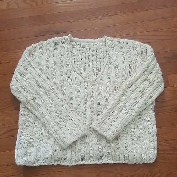 Urban Outfitters Sweaters - Urban Outfitters Cream Distressed Knit Sweater